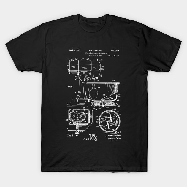 1937 KitchenAid Mixer Patent, food handling apparatus T-Shirt by Anodyle